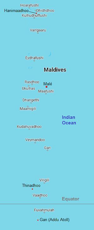 Mapa con ciudades - Maldivas