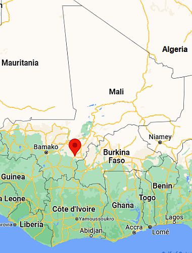 Koutiala, ubicación en el mapa