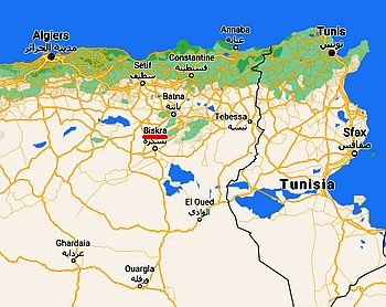 Biskra, ubicación en el mapa