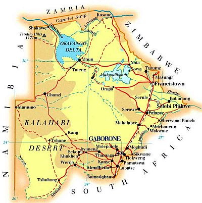 Mapa - Botsuana