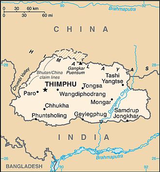 Mapa - Bután