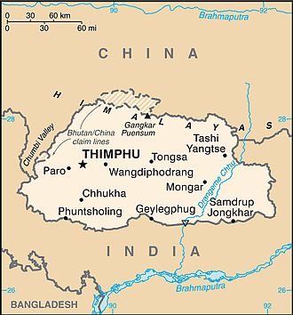 Mapa - Bután
