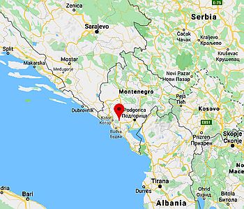 Cetinje, ubicación en el mapa