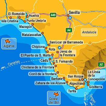 Costa de la Luz, mapa