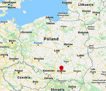 Cracovia, ubicación en el mapa