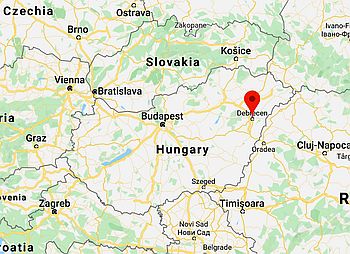 Debrecen, ubicación en el mapa
