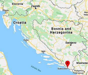 Dubrovnik, ubicación en el mapa