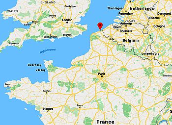 Dunkerque, ubicación en el mapa