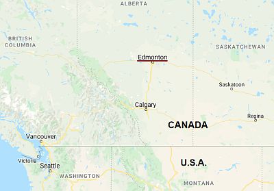 Edmonton, ubicación en el mapa
