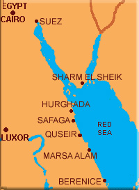 Mapa del este de Egipto y el Mar Rojo