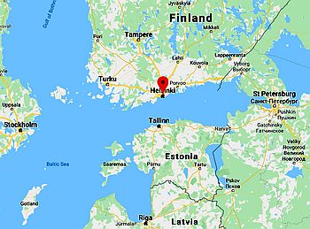 Helsinki, ubicación en el mapa