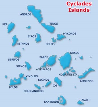Islas Cícladas, mapa