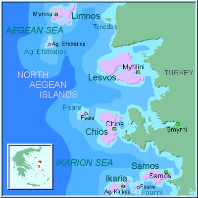 Islas Egeas del noreste, mapa
