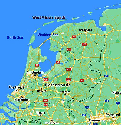 Islas de Frisia Occidental, mapa