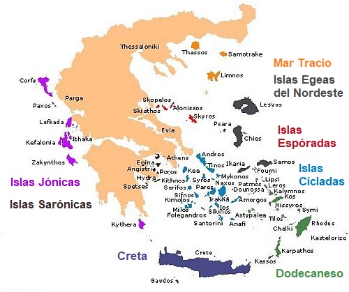 Islas Griegas, mapa