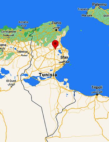 Kairouan, ubicación en el mapa