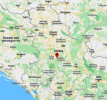 Kraljevo, ubicación en el mapa