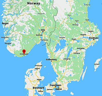 Kristiansand, ubicación en el mapa