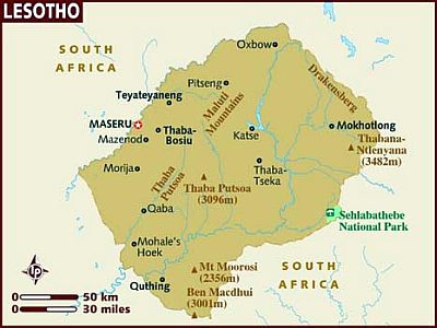 Mapa - Lesoto