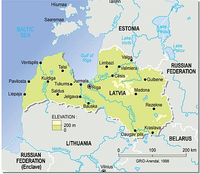 Mapa - Letonia