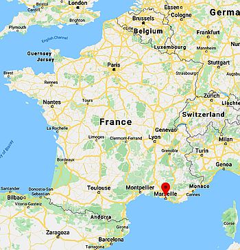 Marsella, ubicación en el mapa