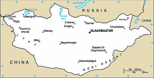 Mapa - Mongolia