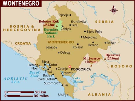 Mapa - Montenegro