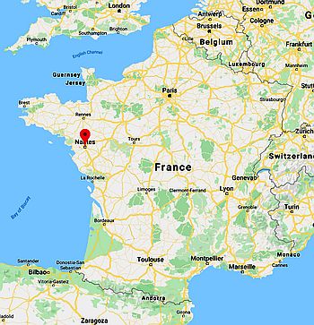 Nantes, ubicación en el mapa