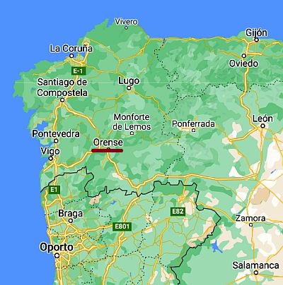 Ourense, ubicación en el mapa