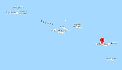 Ponta Delgada, ubicación en el mapa