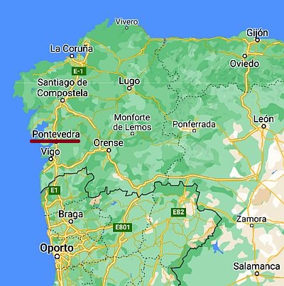 Pontevedra, ubicación en el mapa