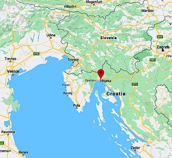 Rijeka, ubicación en el mapa