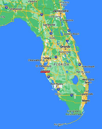 Sarasota, ubicación en el mapa