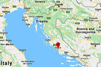 Sibenik, ubicación en el mapa