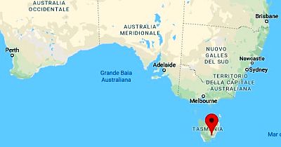 Tasmania, ubicación en el mapa