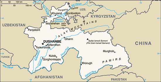 Mapa - Tayikistán