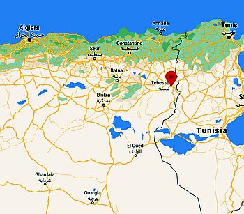 Tebessa, ubicación en el mapa