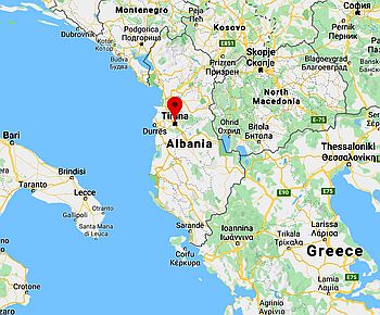 Tirana, ubicación en el mapa