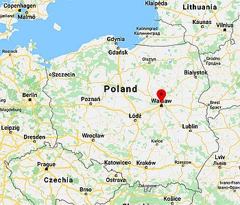 Varsovia, ubicación en el mapa