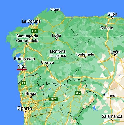 Vigo, ubicación en el mapa