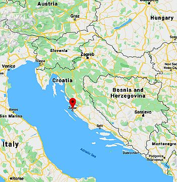 Zadar, ubicación en el mapa