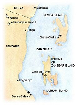 Mapa - Zanzibar