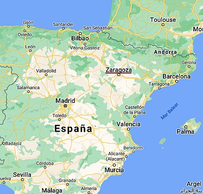 Zaragoza, ubicación en el mapa