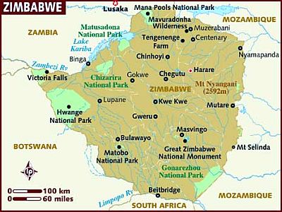 Mapa - Zimbabue