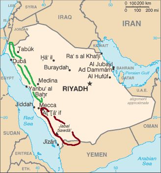 Arabia Saudita, clima de las montañas del oeste