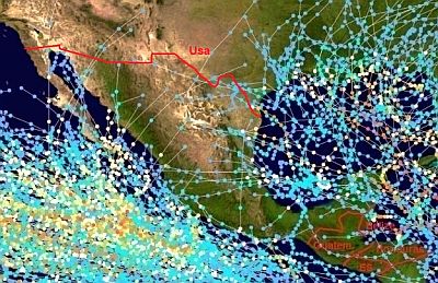 Trayectorias de los ciclones en México