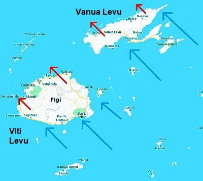 Alisios de sudeste en las islas Fiyi