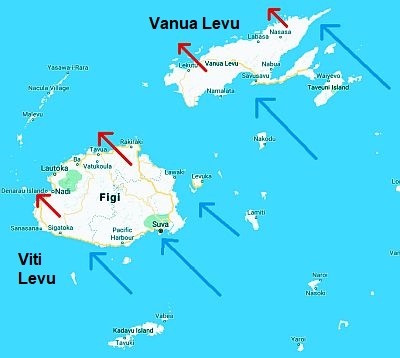 Alisios de sudeste en las islas Fiyi