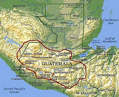 Guatemala, colinas y montañas