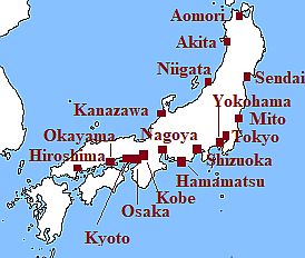Honshu, mapa